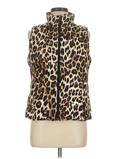 Pre-owned Lands' End Faux Fur Vest In Gold