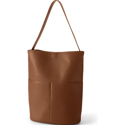 Lands' End Faux Leather Bucket Bag In Dark Caramel