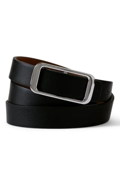 Lands' End Faux Leather Classic Skinny Belt Set In Black