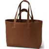 Lands' End Faux Leather Tote In Dark Caramel