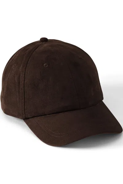 Lands' End Faux Suede Baseball Cap In Brown