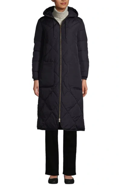 Lands' End Featherfree Insulated Diamond Quilted Maxi Coat In Animal Print