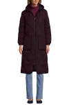 Lands' End Featherfree Insulated Diamond Quilted Maxi Coat In Midnight Plum