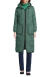 Lands' End Featherfree Insulated Diamond Quilted Maxi Coat In Washed Evergreen