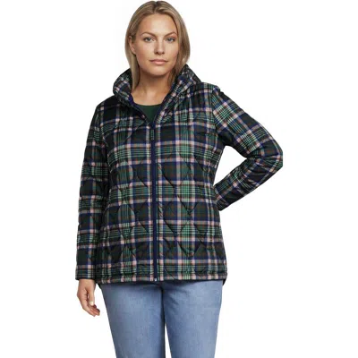 Lands' End Featherfree Insulated Jacket In Dark Walnut/pine Plaid