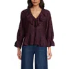 Lands' End Feminine Ruffle Chiffon V Neck Blouse In Multi