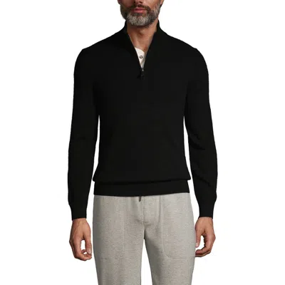 Lands' End Fine Gauge Cashmere Quarter Zip In Black