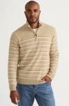 Lands' End Fine Gauge Cashmere Quarter Zip In Macchiato Stripe