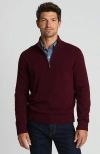 Lands' End Fine Gauge Cashmere Quarter Zip In Mulled Wine Heather