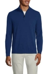Lands' End Fine Gauge Cashmere Quarter Zip In Northern Sky Heather
