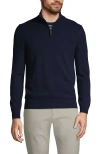 Lands' End Fine Gauge Cashmere Quarter Zip In Radiant Navy