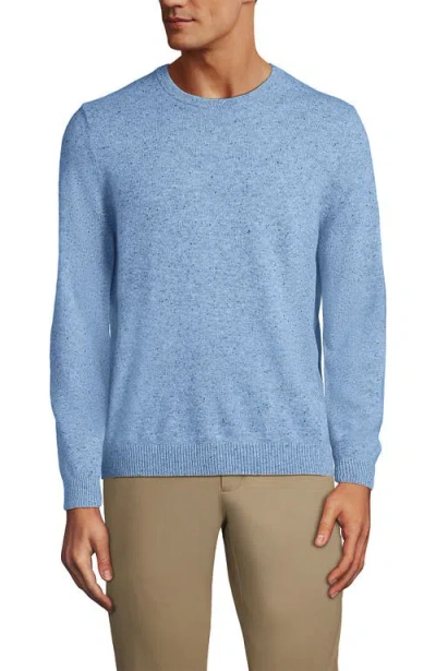 Lands' End Fine Gauge Cashmere Sweater In Cloudy Blue Heather Donegal