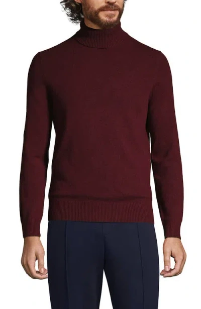 Lands' End Fine Gauge Cashmere Turtleneck Sweater In Mulled Wine Heather