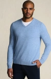 Lands' End Fine Gauge Cashmere V-neck Sweater In Blue