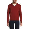 Lands' End Fine Gauge Cashmere V-neck Sweater In Red