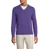 Lands' End Fine Gauge Cashmere V-neck Sweater In Alpine Purple Heather