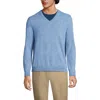 Lands' End Fine Gauge Cashmere V-neck Sweater In Cloudy Blue Heather Donegal