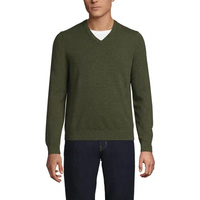 Lands' End Fine Gauge Cashmere V-neck Sweater In Green