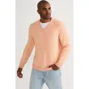 Lands' End Fine Gauge Cashmere V-neck Sweater In Peach Sorbet