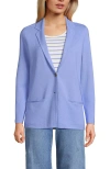 Lands' End Fine Gauge Cotton Button Front Blazer Sweater In Light Periwinkle