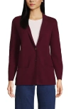 Lands' End Fine Gauge Cotton Button Front Blazer Sweater In Rich Burgundy