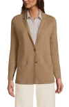 Lands' End Fine Gauge Cotton Button Front Blazer Sweater In Vicuna Heather