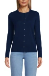 Lands' End Fine Gauge Cotton Cardigan Sweater In Blue