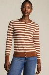 Lands' End Fine Gauge Cotton Cardigan Sweater In Brown