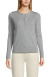 Lands' End Fine Gauge Cotton Cardigan Sweater In Gray