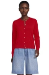 Lands' End Fine Gauge Cotton Crew Cardigan Sweater In Red