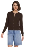 Lands' End Fine Gauge Cotton Crew Cardigan Sweater In Brown