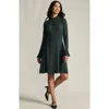 Lands' End Fine Gauge Cotton Fit And Flare Sweater Dress In Green