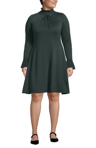 Lands' End Fine Gauge Cotton Fit And Flare Sweater Dress In Animal Print