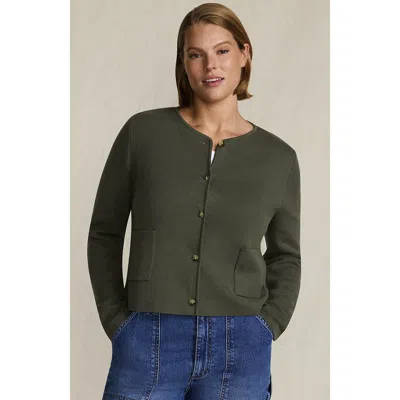Lands' End Fine Gauge Cotton Milano Blazer Sweater In Green