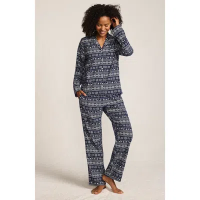 Lands' End Flannel 2 Piece Pajama Set In Blue