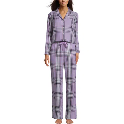 Lands' End Flannel 2 Piece Pajama Set In Purple