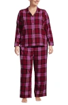 Lands' End Flannel 2 Piece Pajama Set In Pink