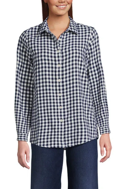 Lands' End Flannel Boyfriend Fit Shirt