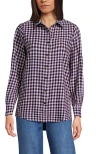 Lands' End Flannel Boyfriend Fit Shirt In Blue
