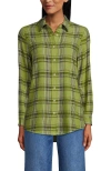 Lands' End Flannel Boyfriend Fit Shirt In Green
