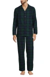 Lands' End Flannel Pajama Set In Evergreen Blackwatch Plaid