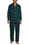 Lands' End Flannel Pajama Set In Green