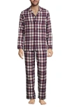 Lands' End Flannel Pajama Set In Rich Burgundy/navy Plaid