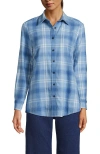 Lands' End Flannel Shirt In Cloudy Blue/ivory Plaid