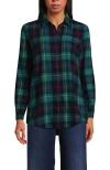 Lands' End Flannel Shirt In Green/navy/heritage Red Plaid