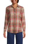 Lands' End Flannel Shirt In Lily Pad Green Plaid