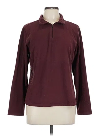 Pre-owned Lands' End Fleece Jacket In Burgundy