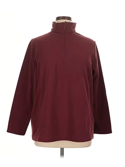 Pre-owned Lands' End Fleece Jacket In Burgundy