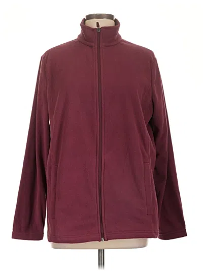 Pre-owned Lands' End Fleece Jacket In Burgundy