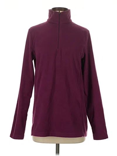 Pre-owned Lands' End Fleece Jacket In Burgundy
